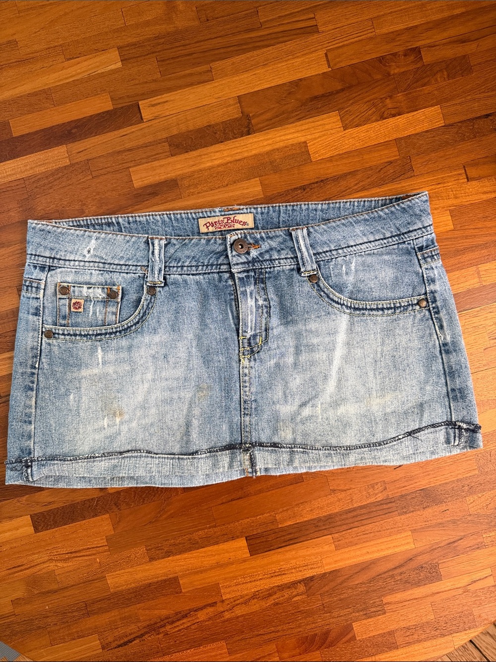 Vintage Y2K Paris Blues Light Blue Denim Mini Skirt